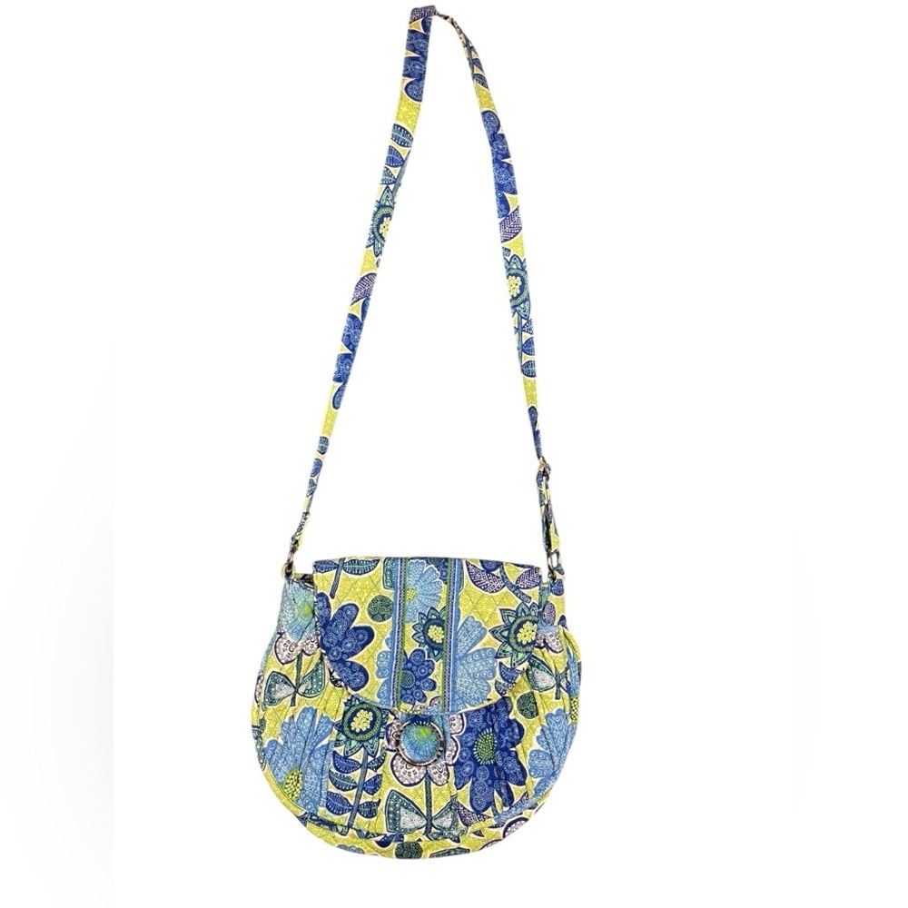 Vera Bradley Saddle Crossbody in Doodle Daisy – Quilted Cotton Bag